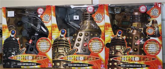 Doctor Who - Character Options - three radio controlled Daleks; boxed